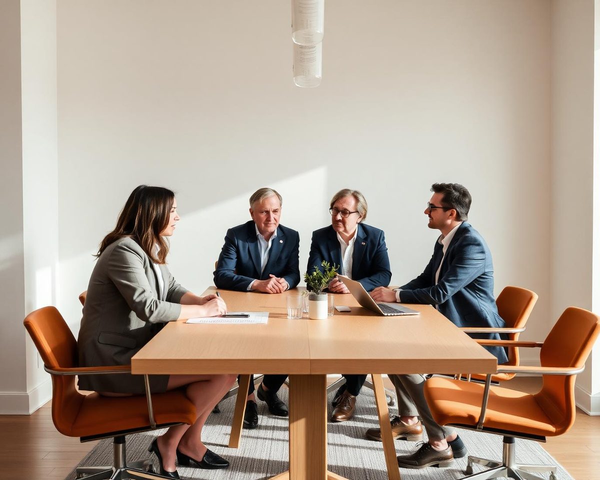 Senior advisors collaborating around a table